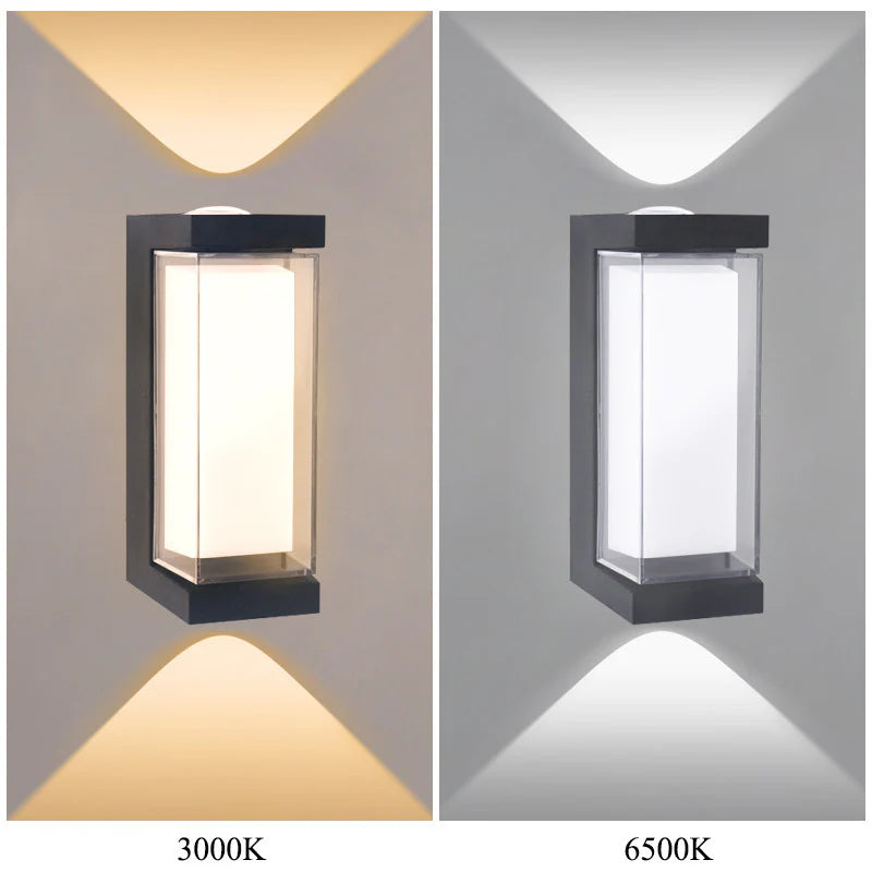 LightingWill LED Wall Light 7W Outdoor Waterproof Wall Sconce 3000K 6500K Square Round Up Down Wall Light IP65 Plastic Porch Garden Balcony Indoor 4 Pack