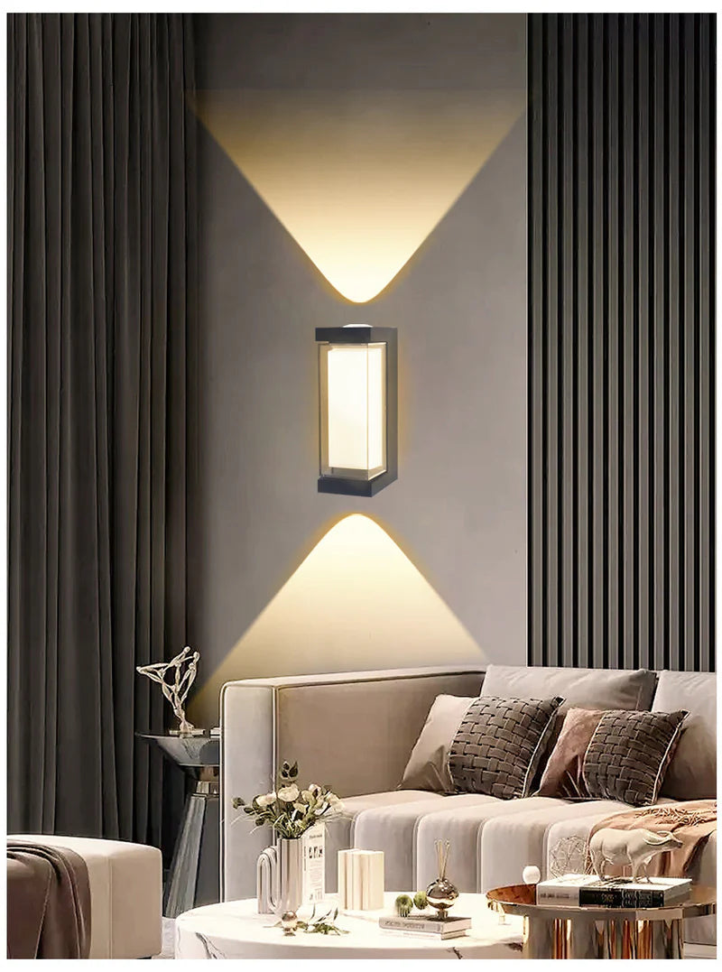 LightingWill LED Wall Light 7W Outdoor Waterproof Wall Sconce 3000K 6500K Square Round Up Down Wall Light IP65 Plastic Porch Garden Balcony Indoor 4 Pack