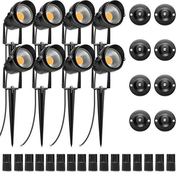 LightingWill 5W Low Voltage LED Landscape Light – DC 12V | 4 / 8-Pack | 6000K Pure White | IP65 Waterproof | Outdoor Lights for Yard Garden Pathway