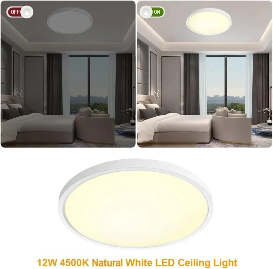 7 Inch Round 12W White LED Ceiling Light, 3000K / 4500K / 5000K / 6500K Flush Mount Ceiling Light Local Stock (US/UK/DE)