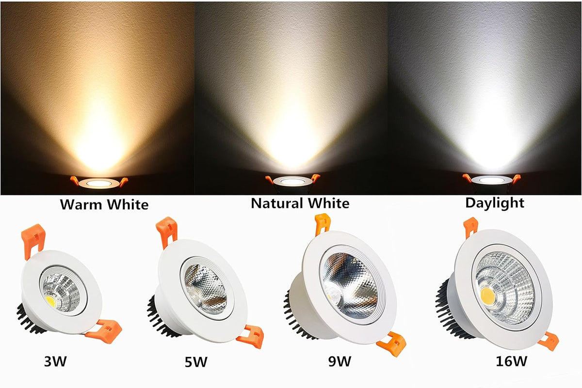 LightingWill LED Downlight 16W CRI80 Dimmable COB Directional Recessed Ceiling Light Cut-Out 4.5in (115mm) 60 Beam Angle 4000K-4500K Natural White 120W Halogen Bulbs Equivalent 4 Pack