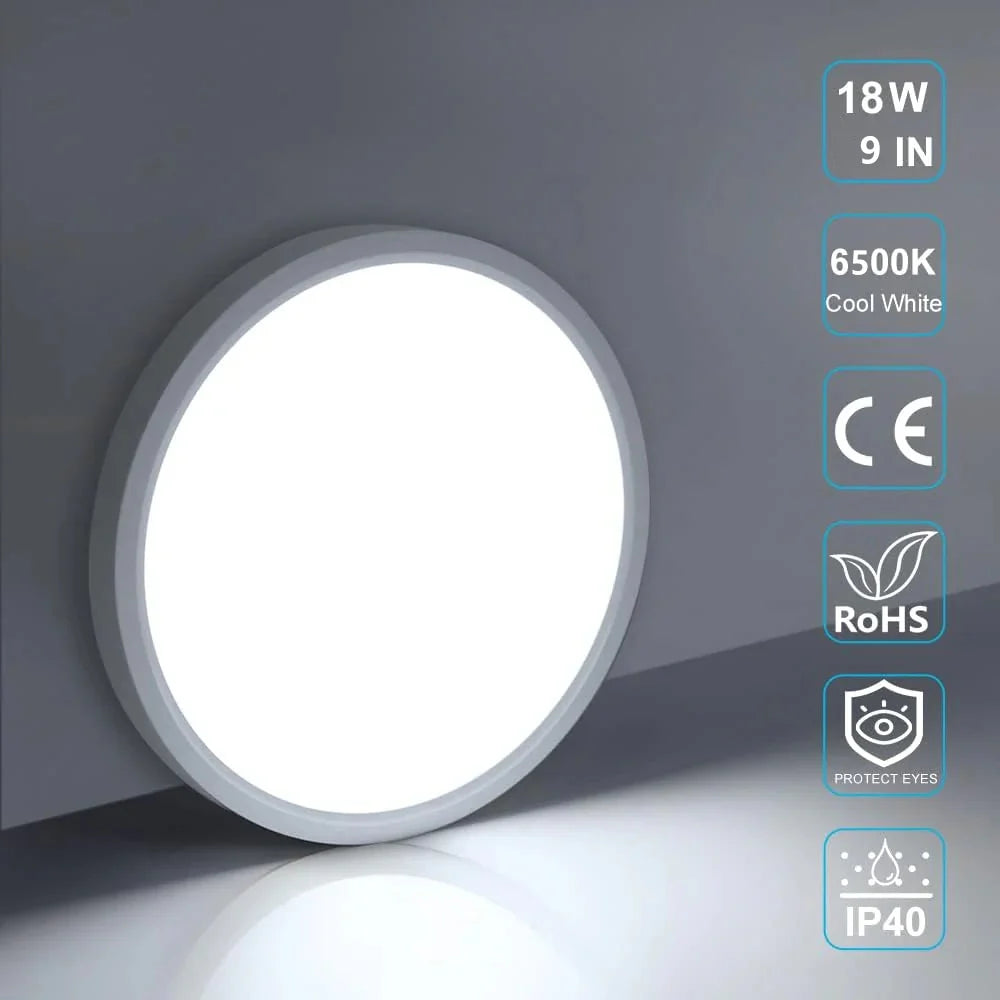 9 Inch Round 18W White LED Ceiling Light, 3000K / 4500K / 5000K / 6500K Flush Mount Ceiling Light Local Stock (US/UK/DE)