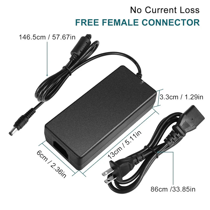 Desktop Power Supply Adapter DC 24V 60W–120W, AC 100–240V Input Switching Transformer Charger with US Plug for LED Strip Lights, 3D Printers, CCTV, Electronics