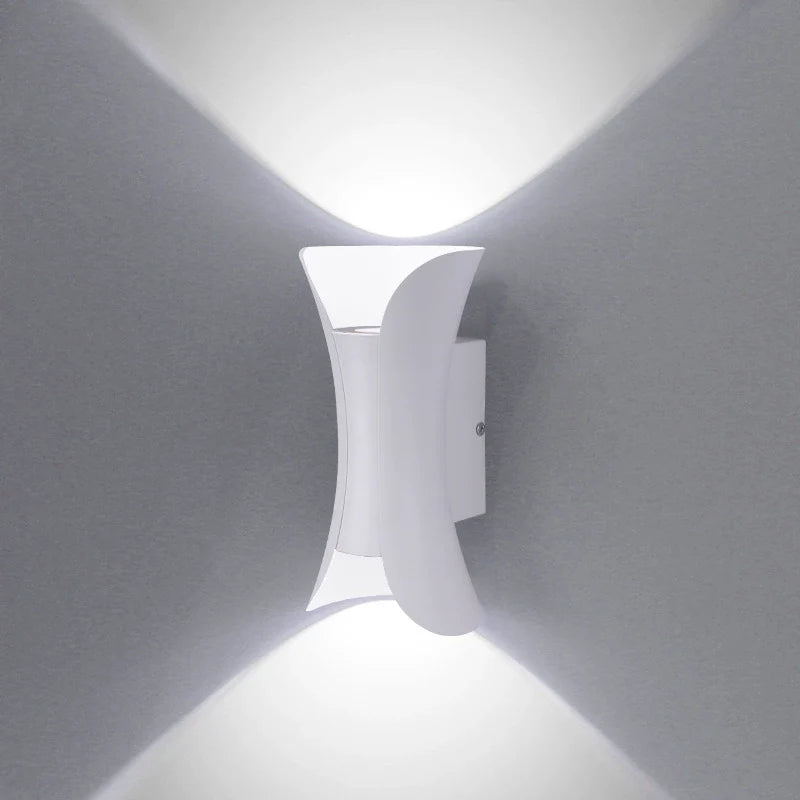 LightingWill LED Wall Light 10W Outdoor Waterproof Wall Sconce 3000K 6500K Black White Black Gold Up Down Wall Light IP65 Plastic Porch Garden Balcony Indoor 4 Pack