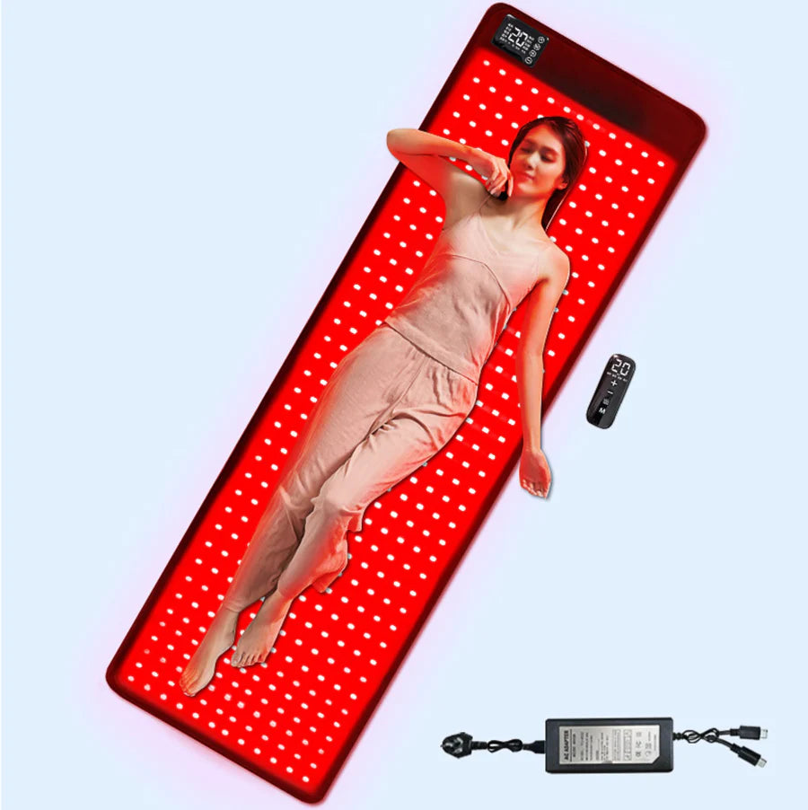 Infrared Therapy Heating Blanket & Mat – 6 Size Options | Red Light 660nm & IR 850nm | Remote Control | Transparent Film | Vibration Massage | 8 Modes & 20 Intensity Levels | for Sleeping, Yoga & Body Relaxation | US / EU / UK / AU Plug