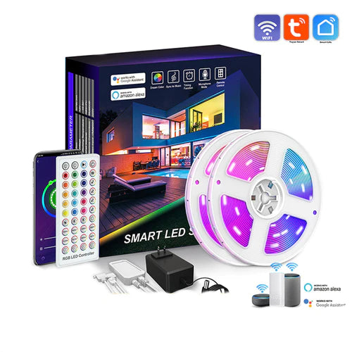 32.8FT (10Meters) with 300LEDs RGB Color Changing LED Strip Light WiFi APP Controlled Compatible with Alex Google Voice Controlled LED Strip Light Kit