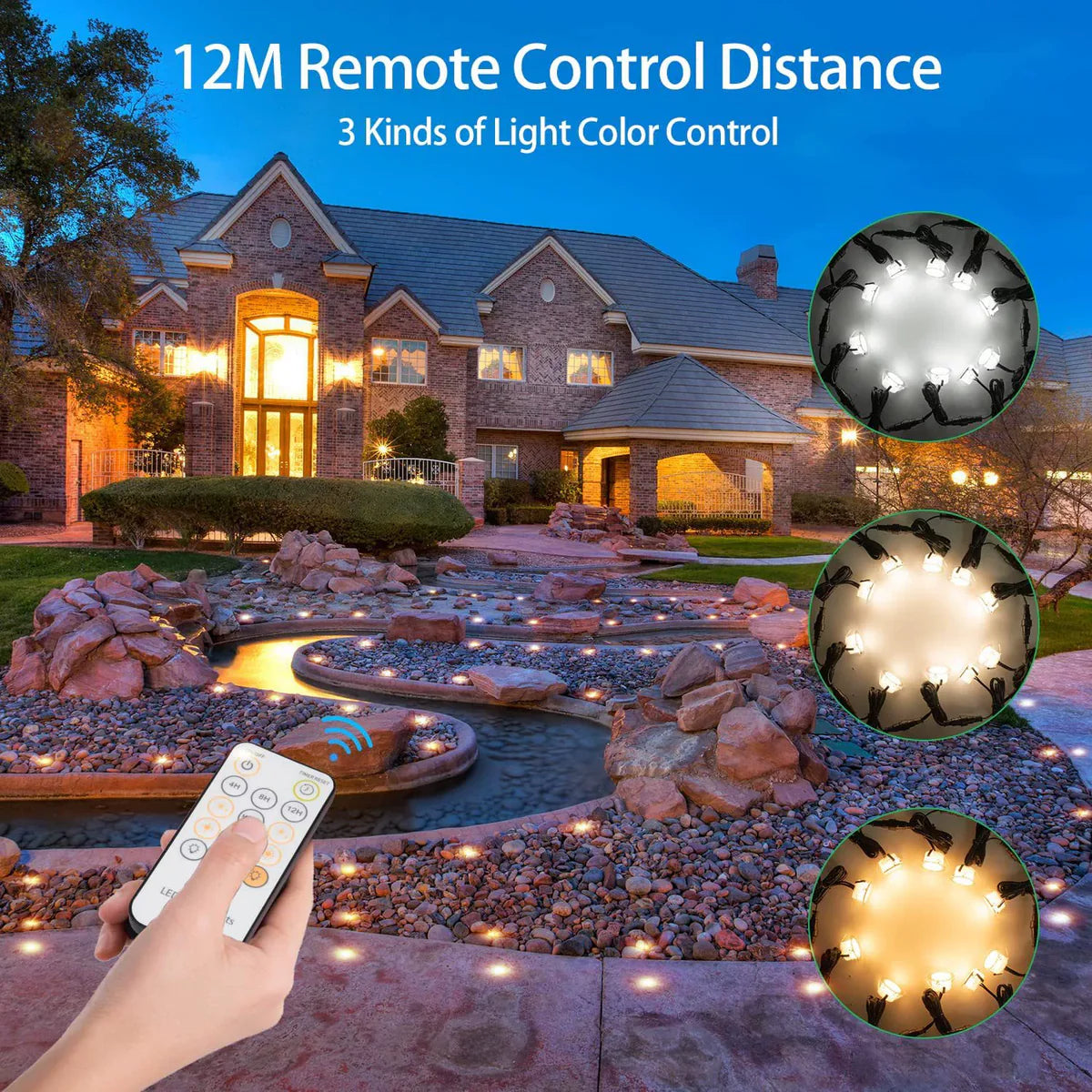 10-Pack Recessed LED Deck Lights – 0.8W Each | 3CCT Selectable 3000K / 4000K / 6000K  | Remote Control Color Temperature Switching | AC100–265V Input with Power Adapter | US / EU / UK / AU Plug Options | IP67 Waterproof Inground Step Lights Kit