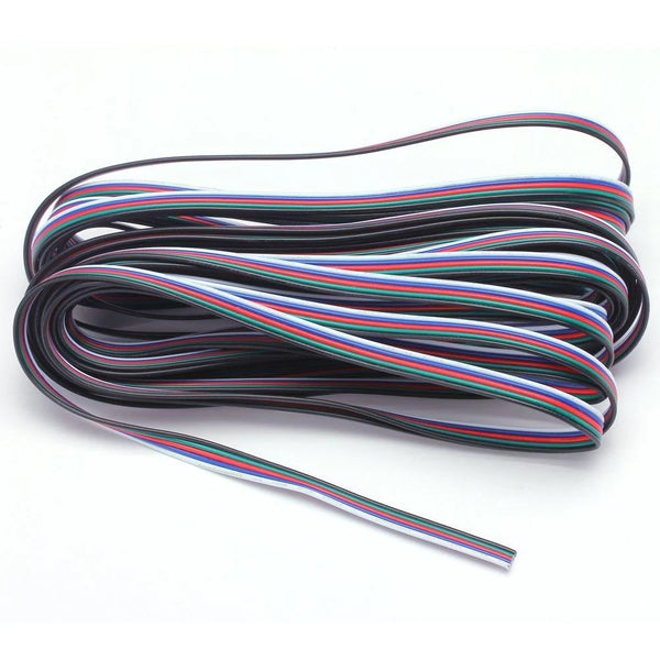 22Guage RGBW RGBWW LED Strip Extension Cable, 5pin 5Color Stand Wire Bonded Flat Cable for SMD5050 RGBW RGBWW Color, 20m/50m