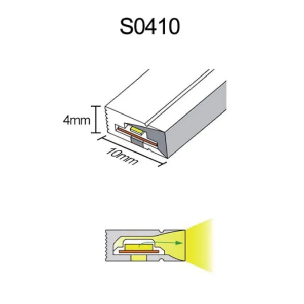S-SE Series 4×10mm Side Emitting LED Neon Housing | 5mm PCB Width | S0410 Premium Neon Housing | IP67 Waterproof | 16.4FT/5M | Standard Install | Interior Cabinet Display Lighting | Local Stock US/UK/DE