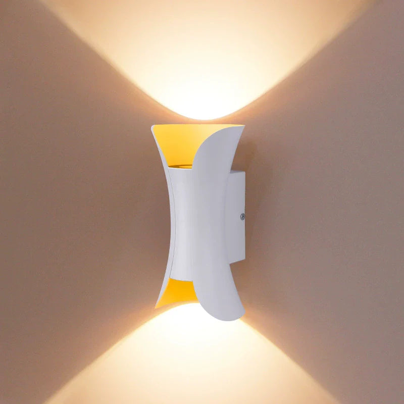 LightingWill LED Wall Light 10W Outdoor Waterproof Wall Sconce 3000K 6500K Black White Black Gold Up Down Wall Light IP65 Plastic Porch Garden Balcony Indoor 4 Pack