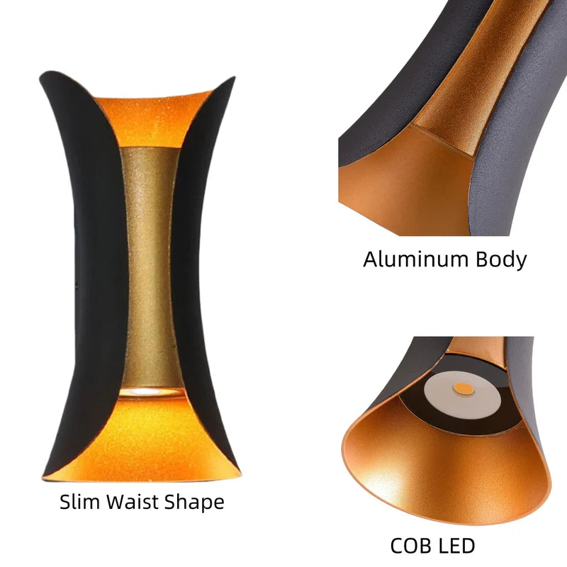 LightingWill LED Wall Light 6W 10W 20W 30W Outdoor Waterproof Wall Sconce 3000K 6500K Black White Gold Up Down Wall Light IP65 Aluminum Porch Garden Balcony Indoor 2 Pack