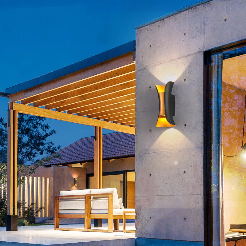 LightingWill LED Wall Light 6W 10W 20W 30W Outdoor Waterproof Wall Sconce 3000K 6500K Black White Gold Up Down Wall Light IP65 Aluminum Porch Garden Balcony Indoor 2 Pack