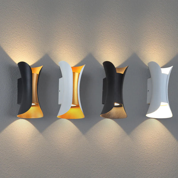 LightingWill LED Wall Light 6W 10W 20W 30W Outdoor Waterproof Wall Sconce 3000K 6500K Black White Gold Up Down Wall Light IP65 Aluminum Porch Garden Balcony Indoor 2 Pack