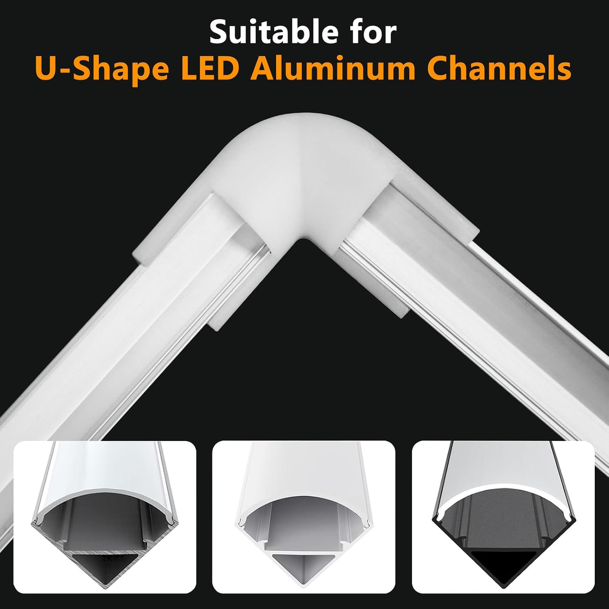 6-Pack 90° Corner Connectors for V-Shape LED Aluminum Channels with Screws