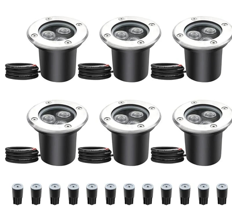 LightingWill 3W Low Voltage Inground LED Spotlight – DC 12V / 24V | 6-Pack | Warm White | IP67 Waterproof | Outdoor Landscape & Path Lighting | for Driveway, Deck, Step & Garden Lighting