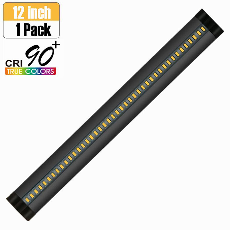 1 PACK 7mm dickes, schwarzes Finish, dimmbares LED-Unterschrankbeleuchtungsset, CRI90, 300 lm, SMD2835, 12 V, 5 W (10-W-Ersatz), mit Dimmer und Netzteil im Lieferumfang enthalten