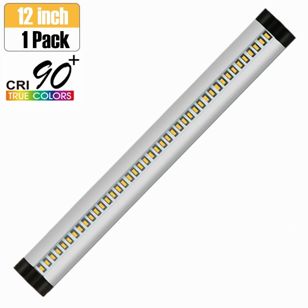 1 PACK 7mm dickes, silberfarbenes LED-Unterbauleuchten-Set, dimmbar, CRI90, 300 lm, SMD2835, 12 V, 5 W (10-W-Ersatz), mit Dimmer und Netzteil im Lieferumfang enthalten