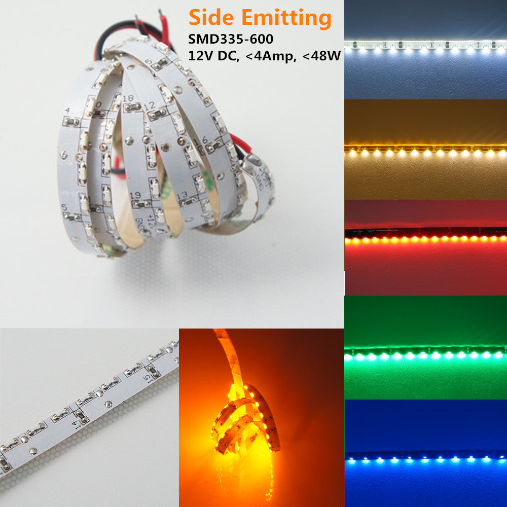 DC12V 5 Meter (16,4 Fuß) seitlich emittierende SMD335 600 LEDs/Rolle Flexible LED-Streifen 120 LEDs/M 9,6 W pro Meter Bandlampe 8 mm breit