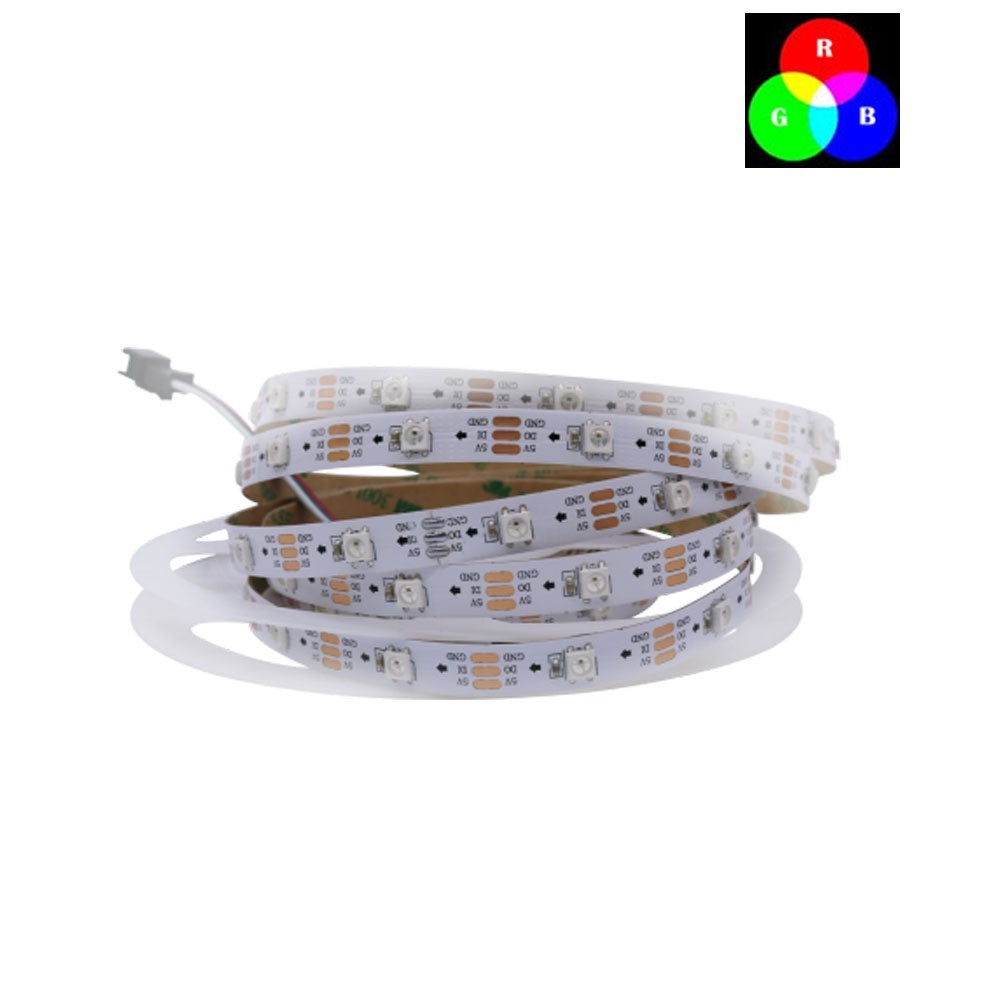 DC 5 V SK6812 Einzeln adressierbares LED-Streifenlicht 5050 RGB 16,4 Fuß (500 cm) 30 LED/Meter LED-Pixel-Flexibles Band Weiße Leiterplatte