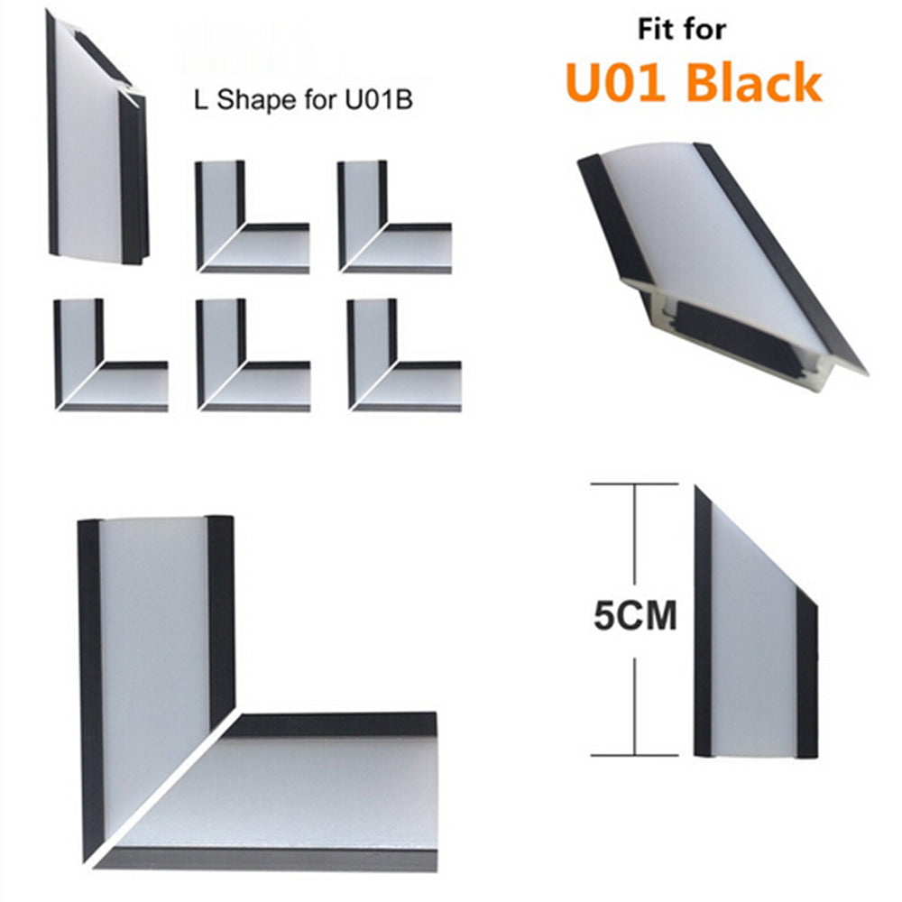 5 Paar/10 Stück gespleißter L-förmiger Adapter aus LED-Aluminiumkanallösung für 90-Grad-Drehung, Eckschrank, Bar, Küchenschrankinstallation, passend für Aluminiumprofilmodell U01, U02, U03, U04, U05, U06