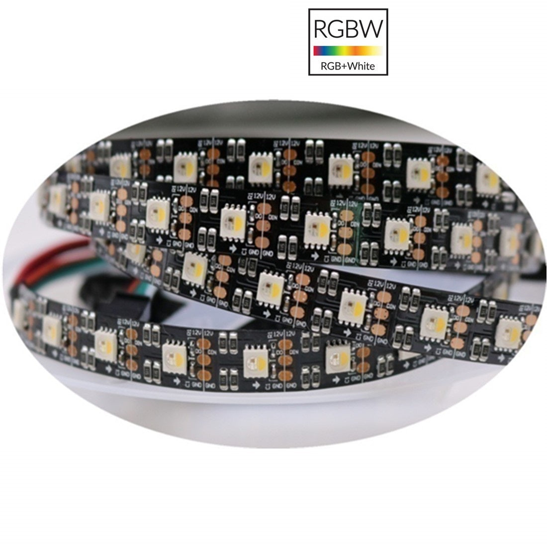 DC12V SK6812 Einzeln adressierbares LED-Streifenlicht 5050 RGBW 16,4 Fuß (500 cm) 60 LED/Meter LED-Pixel-Flexibles Band Schwarze Leiterplatte