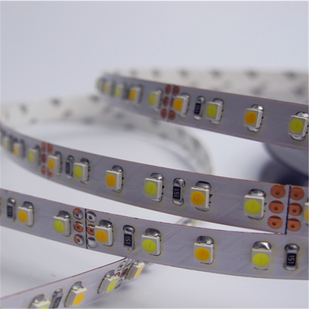 12 VDC &lt;48 W 4 Ampere 16,4 Fuß (5 Meter) pro Rolle SMD3528-600 Dual White (Reinweiß + Warmweiß) LED-Farbtemperatur CCT Einstellbares flexibles LED-Streifenlicht 60 LED 9,6 Watt pro Meter Weißes PCB-Bandlicht