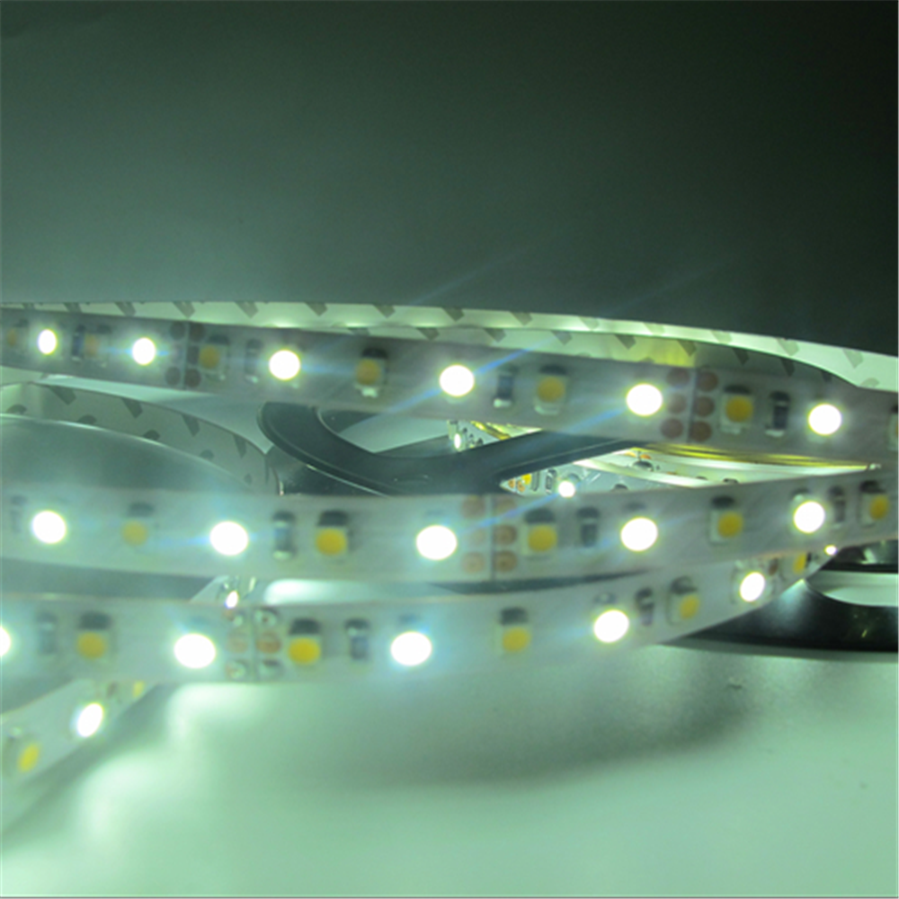 12 VDC &lt;48 W 4 Ampere 16,4 Fuß (5 Meter) pro Rolle SMD3528-600 Dual White (Reinweiß + Warmweiß) LED-Farbtemperatur CCT Einstellbares flexibles LED-Streifenlicht 60 LED 9,6 Watt pro Meter Weißes PCB-Bandlicht