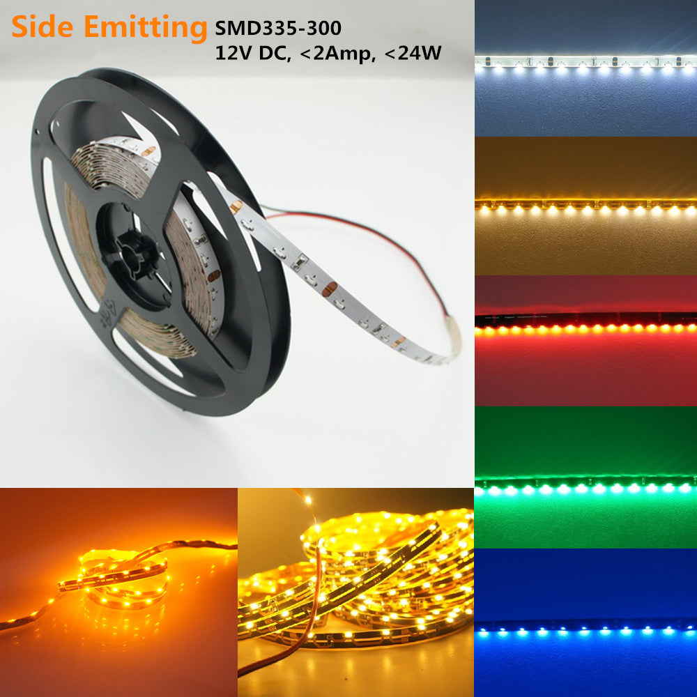 DC12V 5 Meter (16,4 Fuß) seitlich emittierende SMD335 300 LEDs/Rolle Flexible LED-Streifen 60 LEDs/M 4,8 W pro Meter Bandlampe 8 mm breit