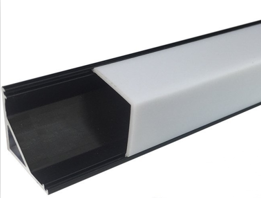 Schwarz V01 16x16mm V-förmige vertikale Winkelabdeckung Innenbreite 12mm Eckmontage LED-Aluminiumkanal mit Endkappen und Montageclips Aluminium-Extrusion